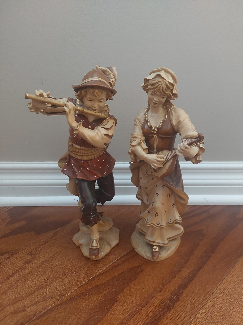 RARE FIND - Hand Carved Vintage wooden figure pair Bavarian Village